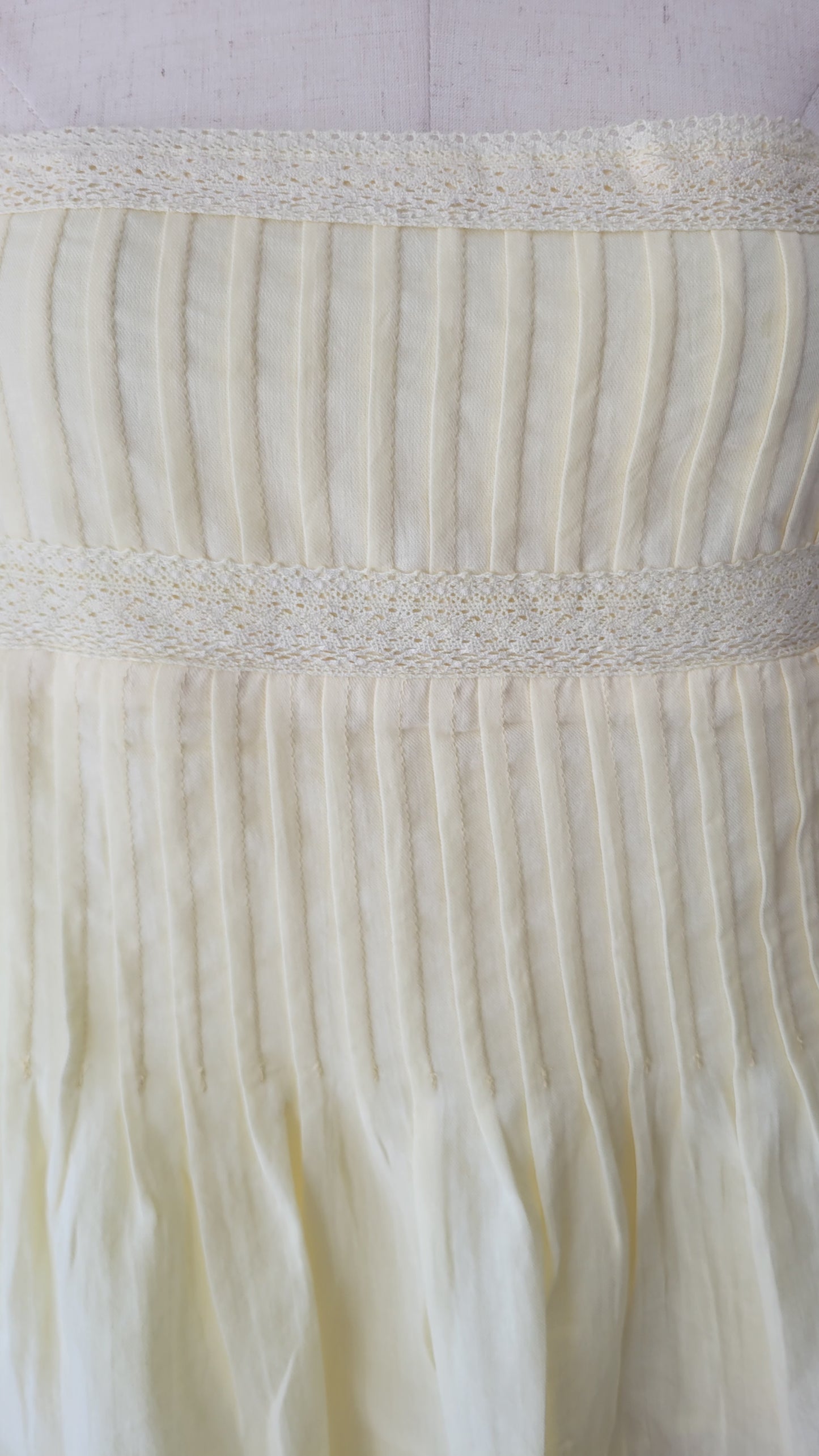 Jordan Pintuck Pleated Yellow Cotton Lace Tank Top