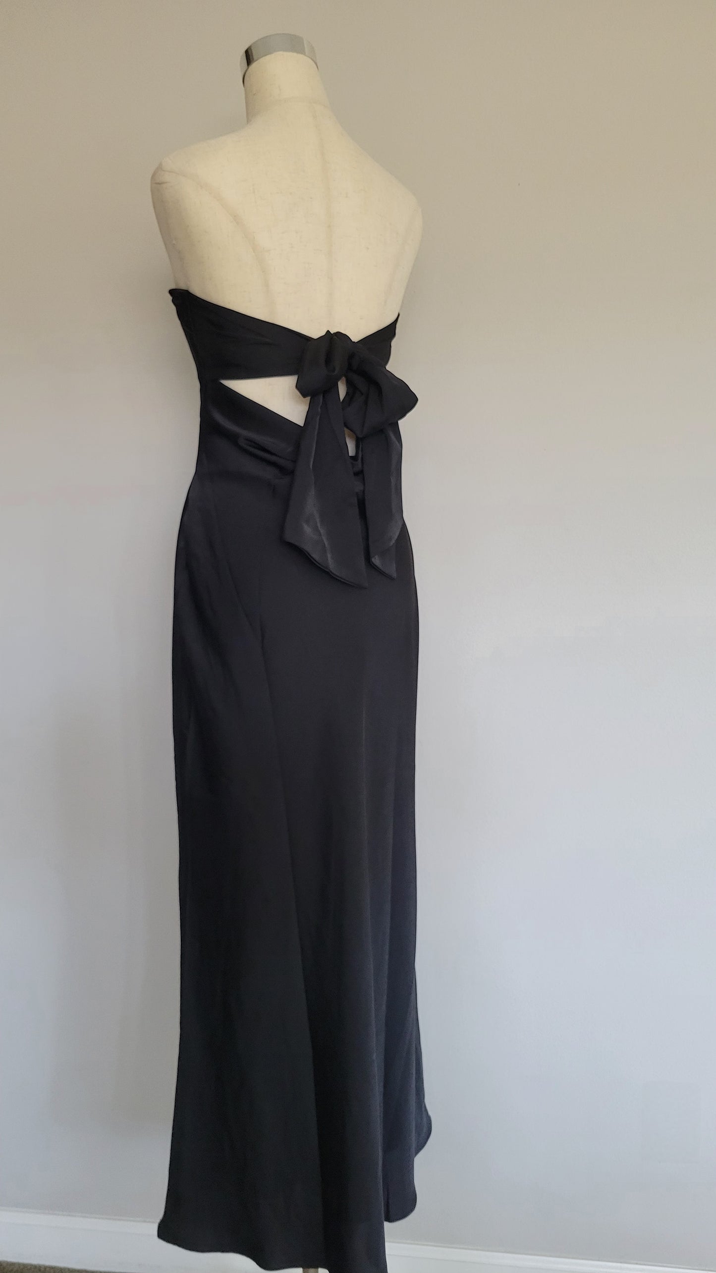 Katherine Strapless Bow Back Tie Black Dress