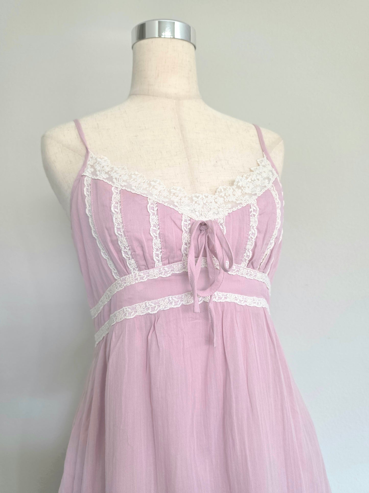 Ashley Lace Detail Cotton Pink Maxi Dress
