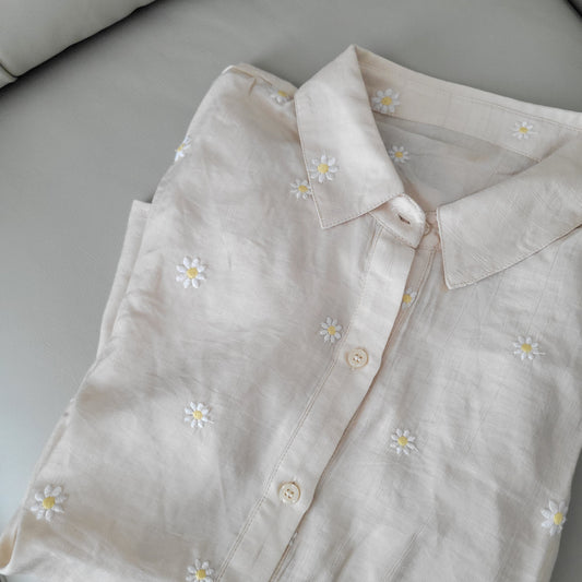 Daisy Embroidered Button Down Shirt