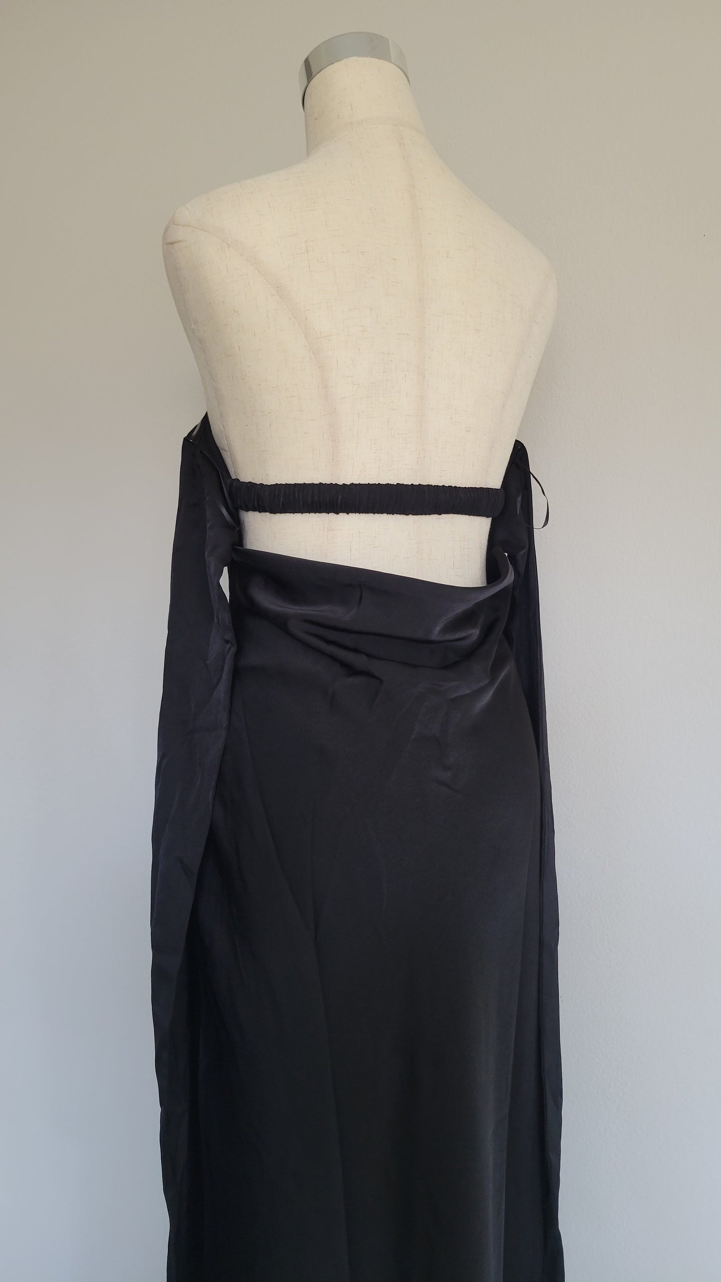 Katherine Strapless Bow Back Tie Black Dress