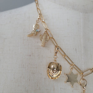 INTERCHANABLE WESTERN BOOT HAT CHARM NECKLACE