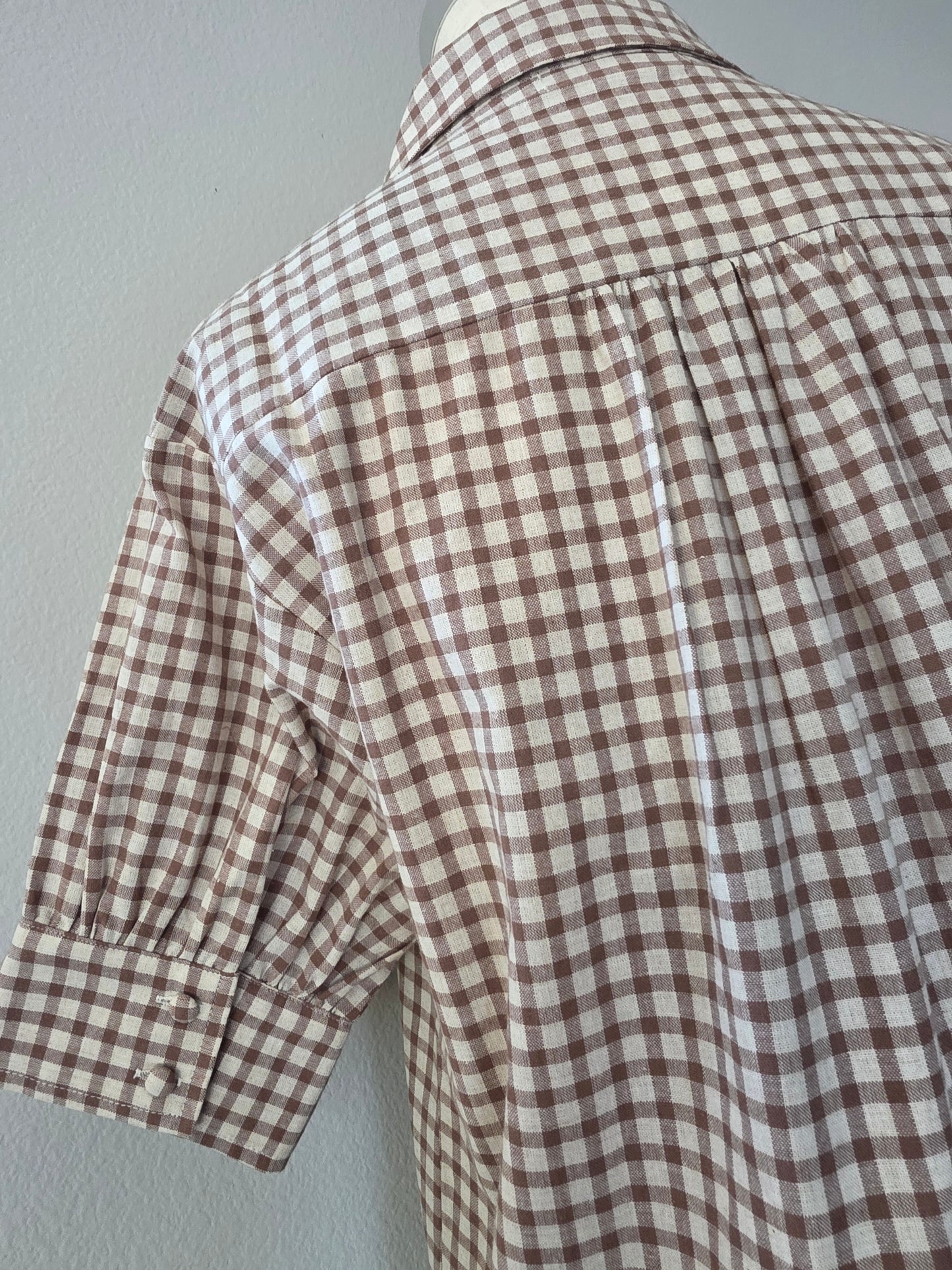 Dreama Cotton Gingham Puff Sleeve Blouse