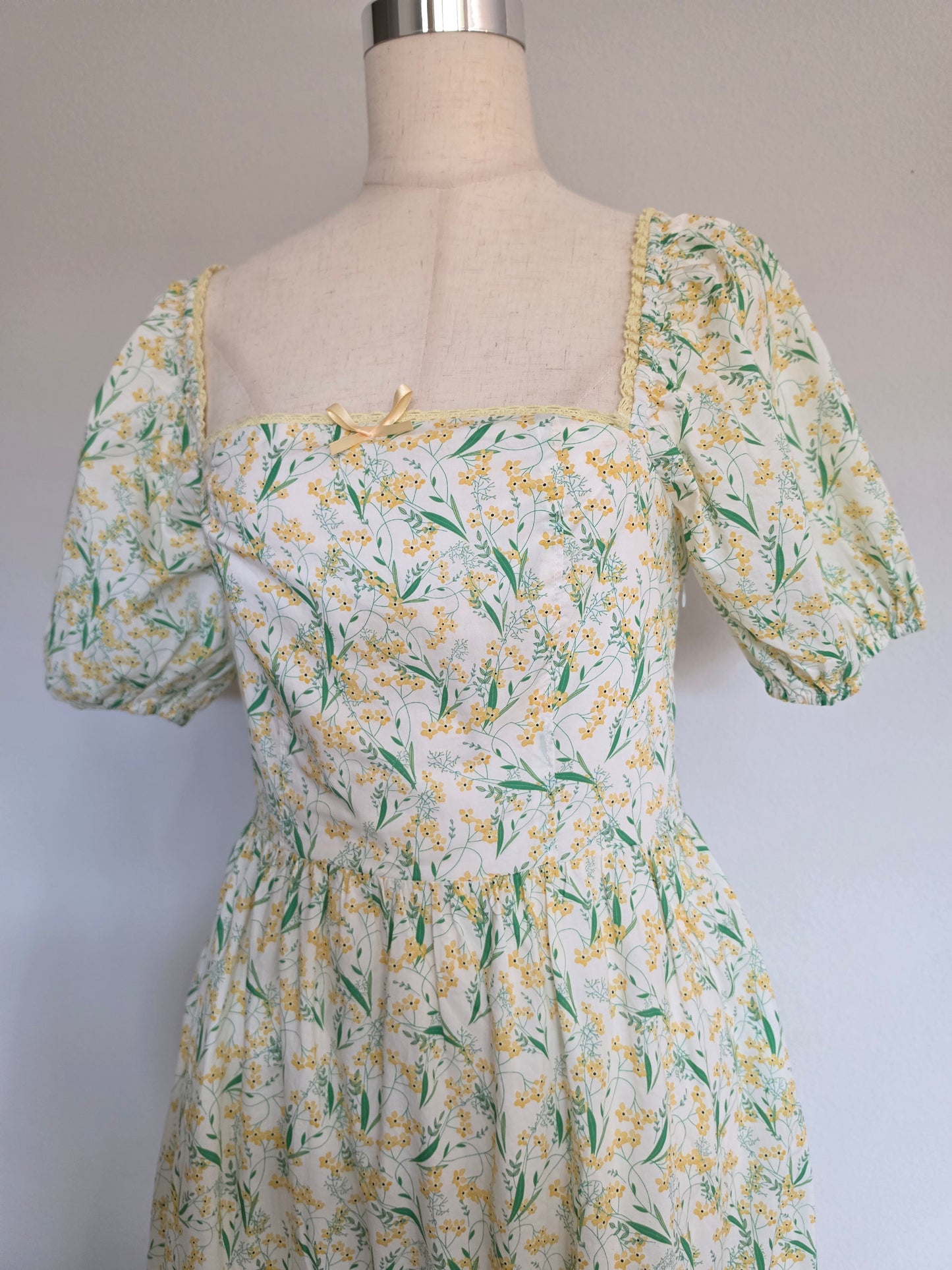 Melissa Daffodil Floral Cotton Square Neck Maxi Dress