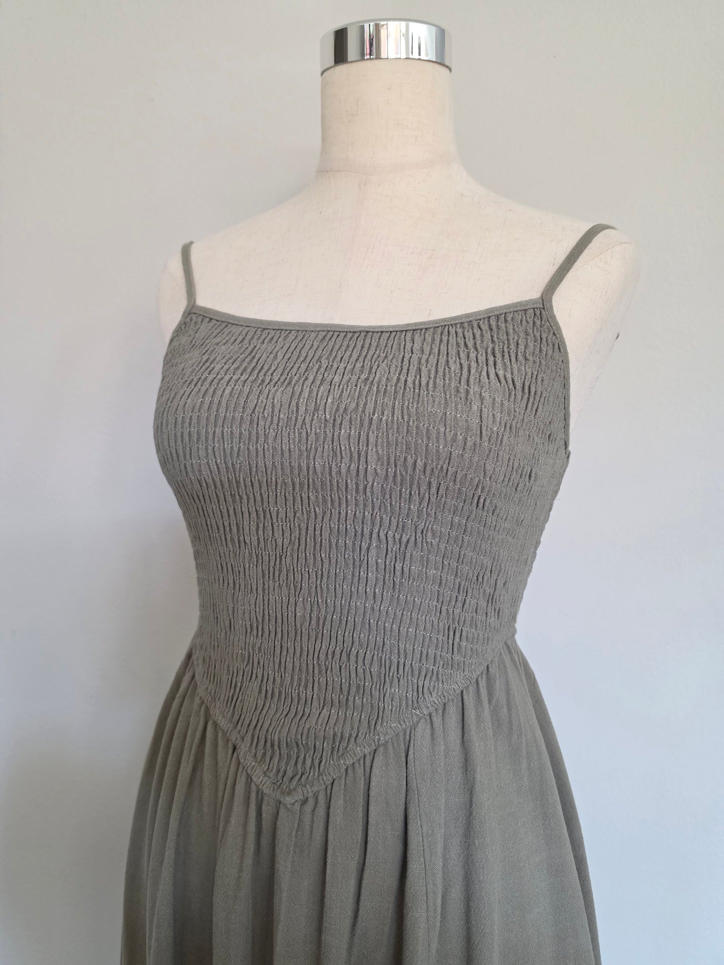 Roize Corset Smocked Midi Dress With Slit 3 Colors
