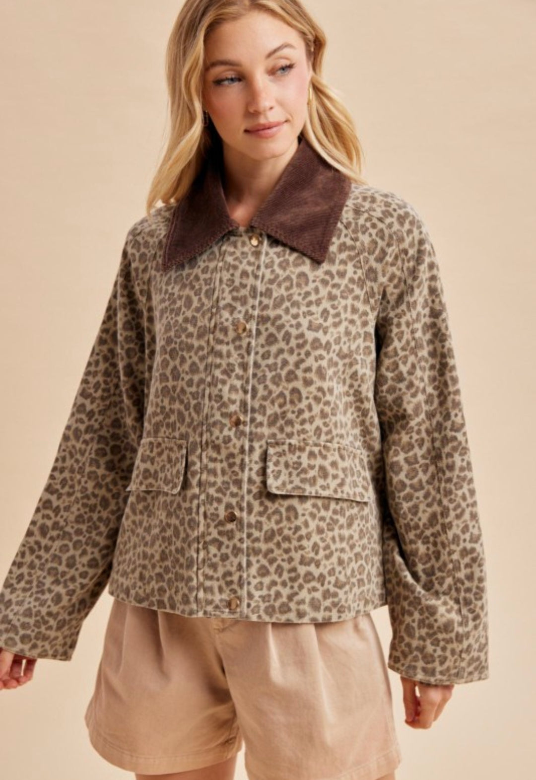 Leopard Cotton Relaxed Chore Jacket