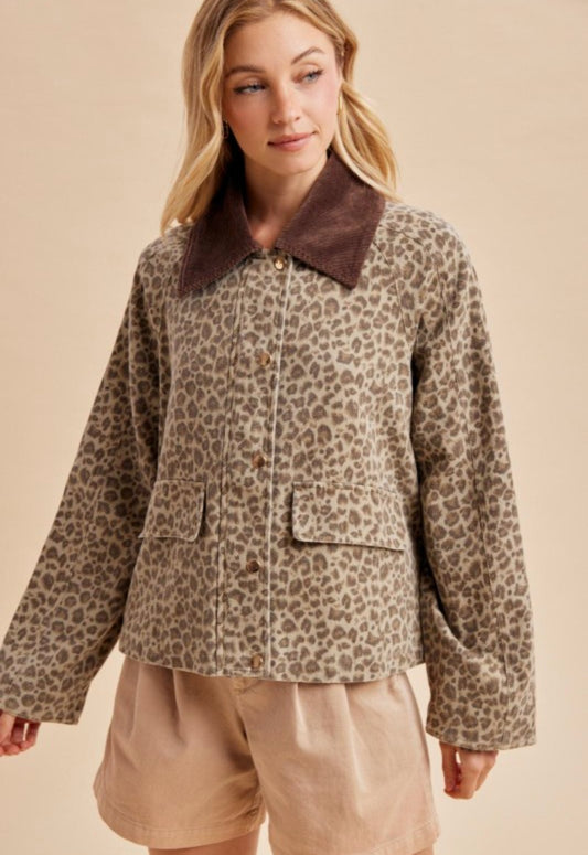 Leopard Cotton Relaxed Chore Jacket