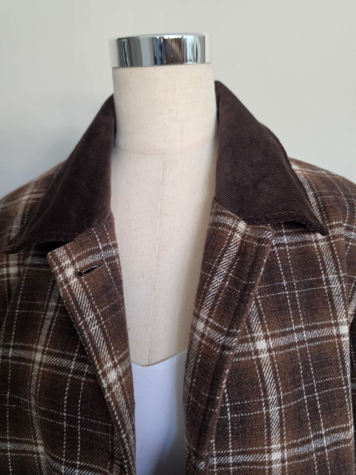 Plaid Midlength Barn Brown Jacket