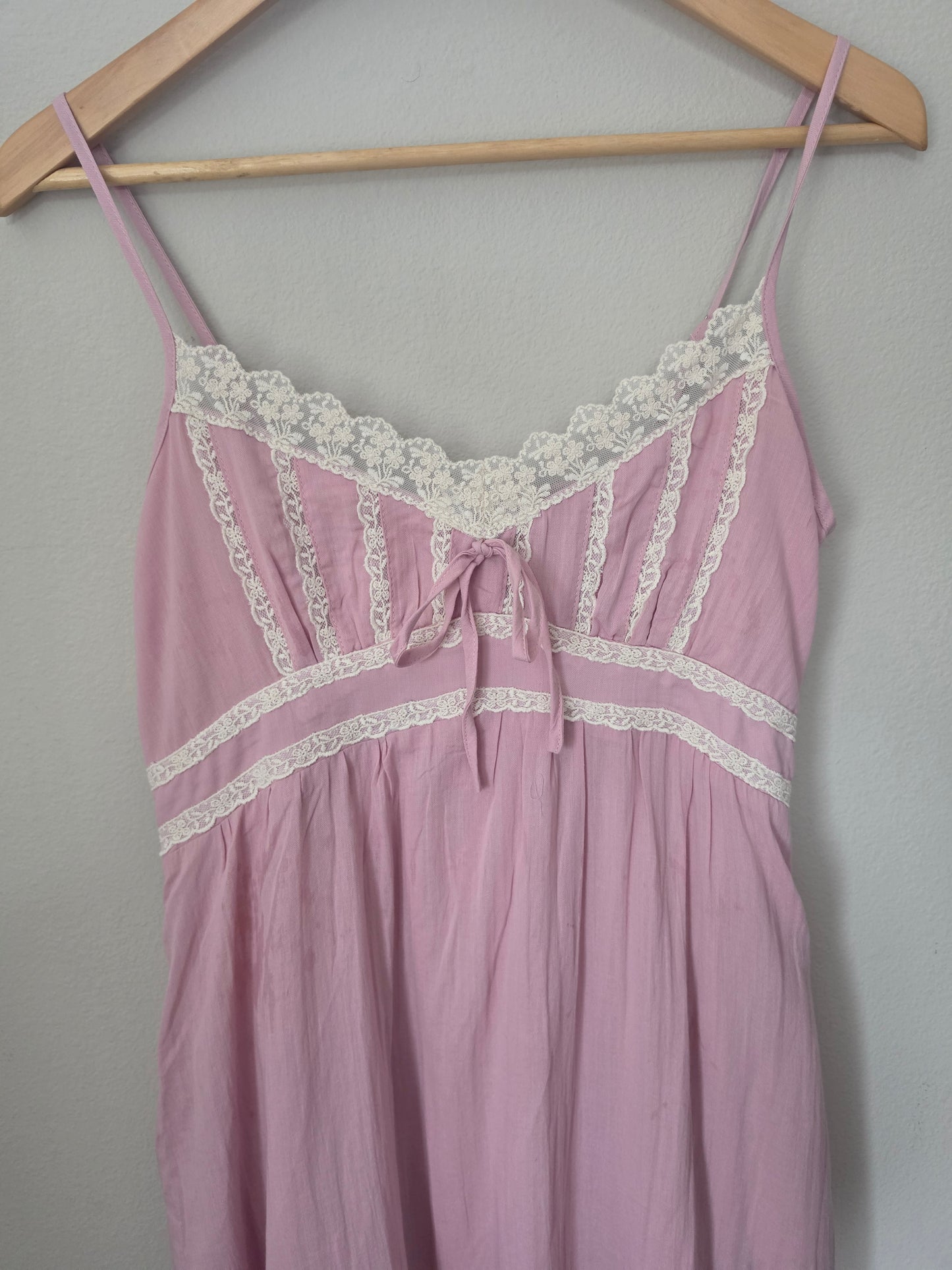 Ashley Lace Detail Cotton Pink Maxi Dress