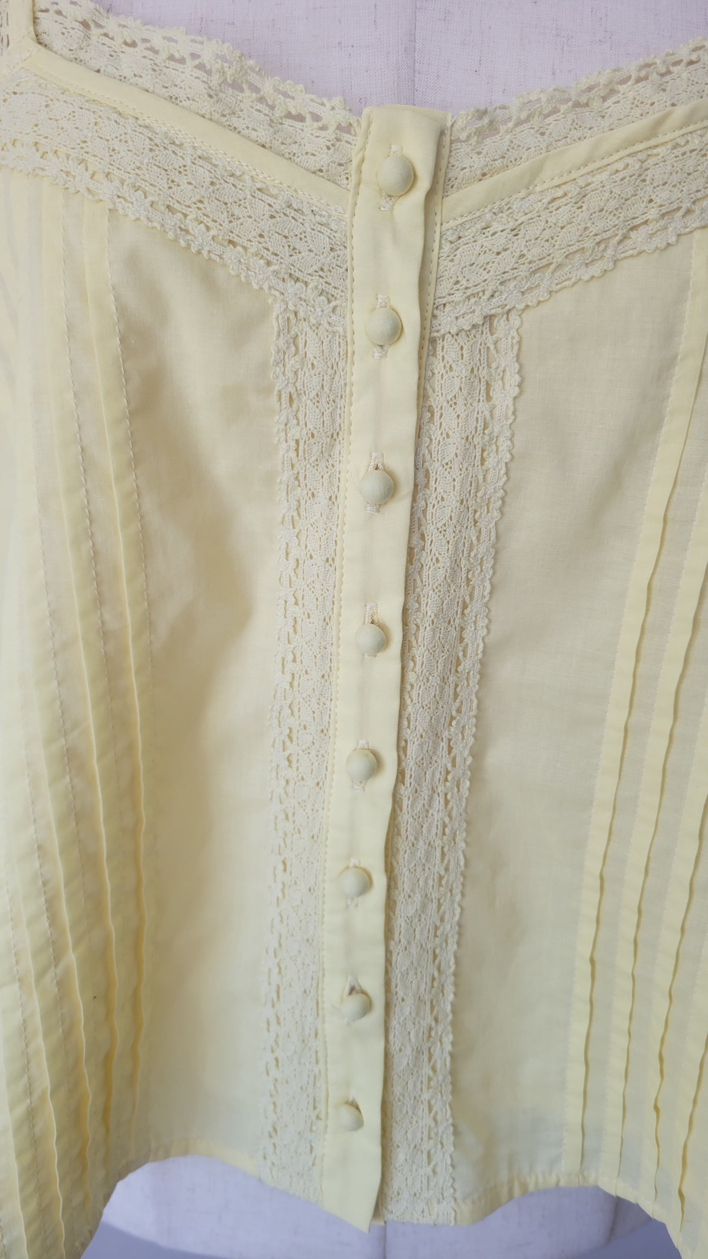 Roize Cotton Pintuck Lace Yellow Tank Top