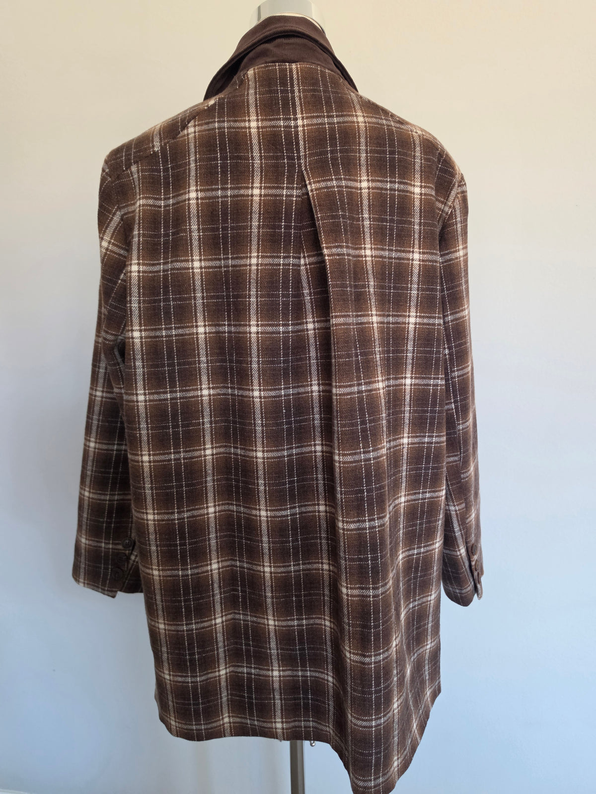Plaid Midlength Barn Brown Jacket