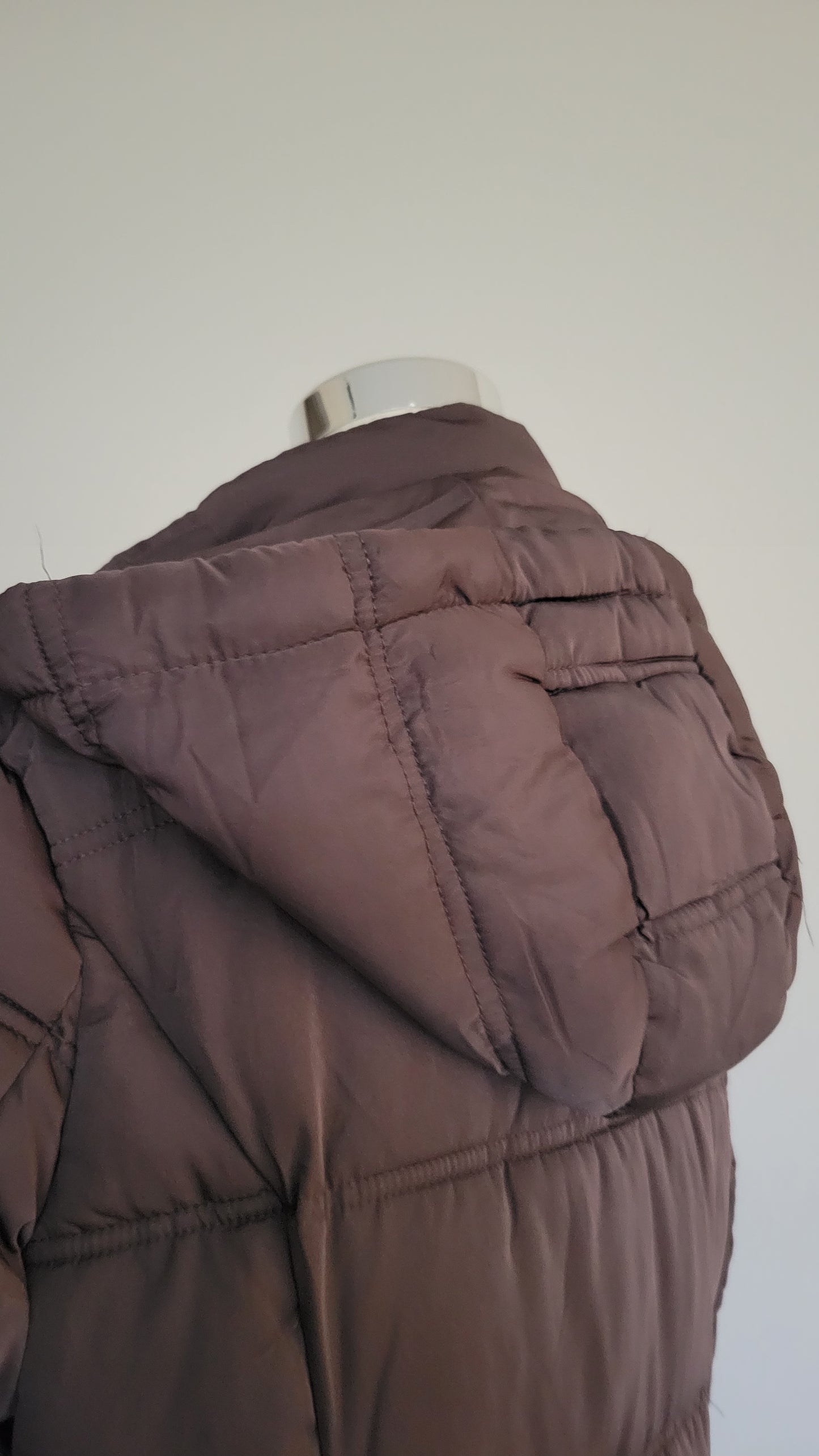 Full Length Quilted Hoodie Coat Espresso Brown