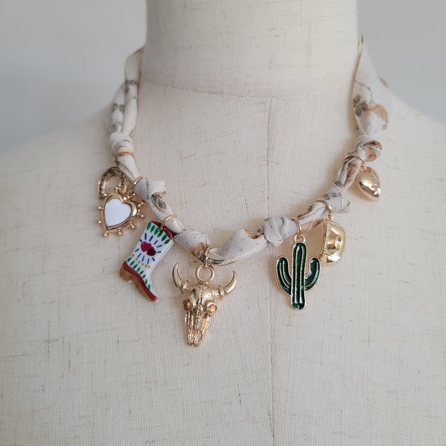 Scarf Charm Necklace-boot Cactus Hat Heart