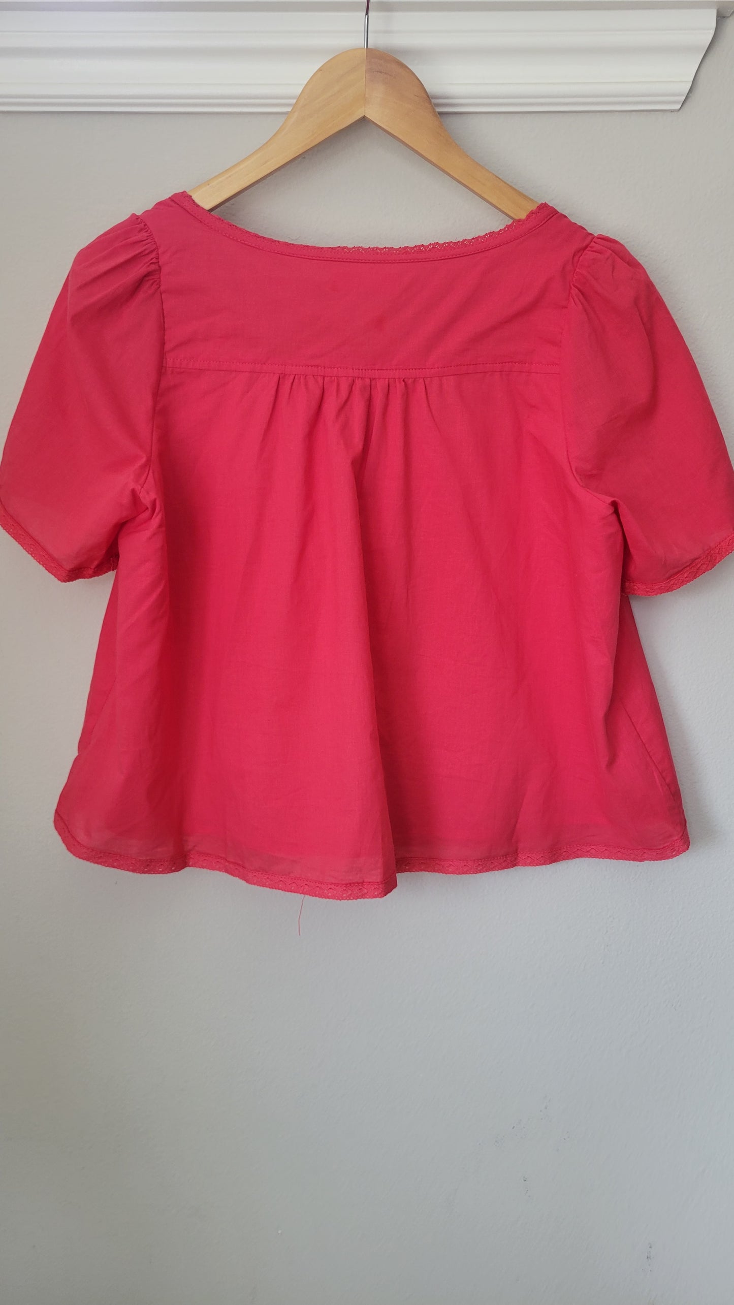 Roize Darling Cotton Lace Inset Top Chili Red