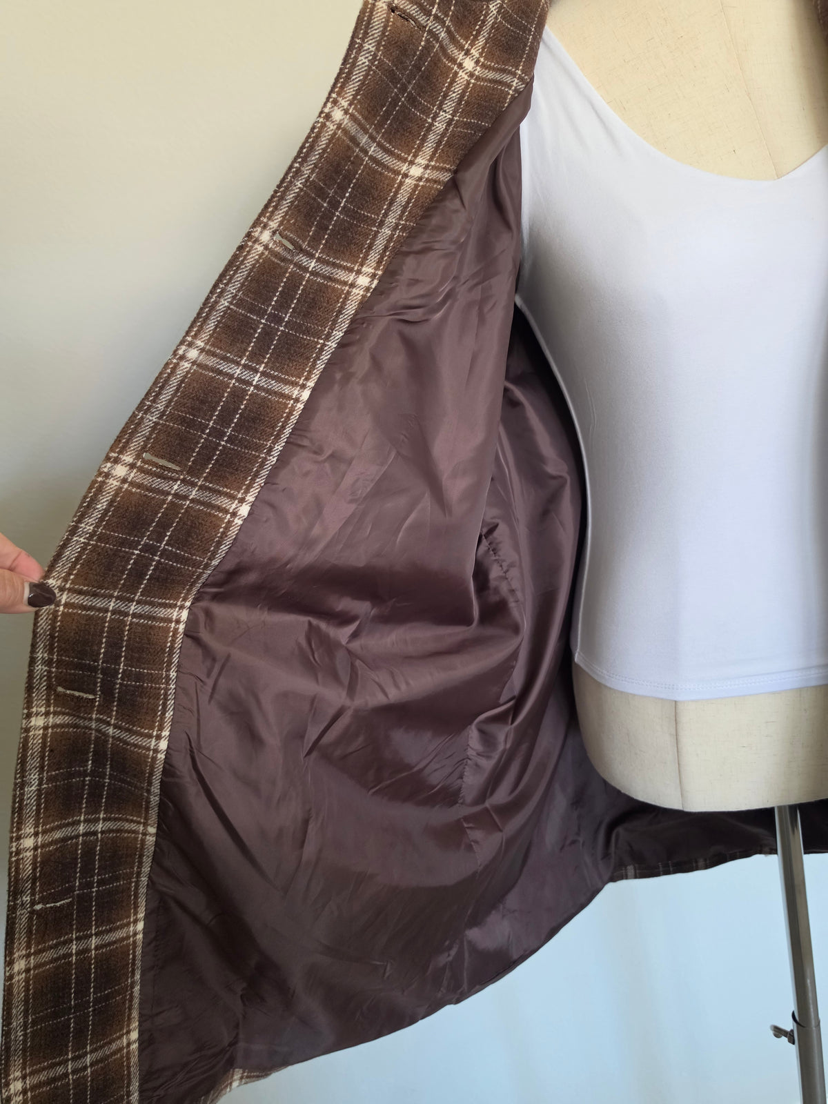 Plaid Midlength Barn Brown Jacket