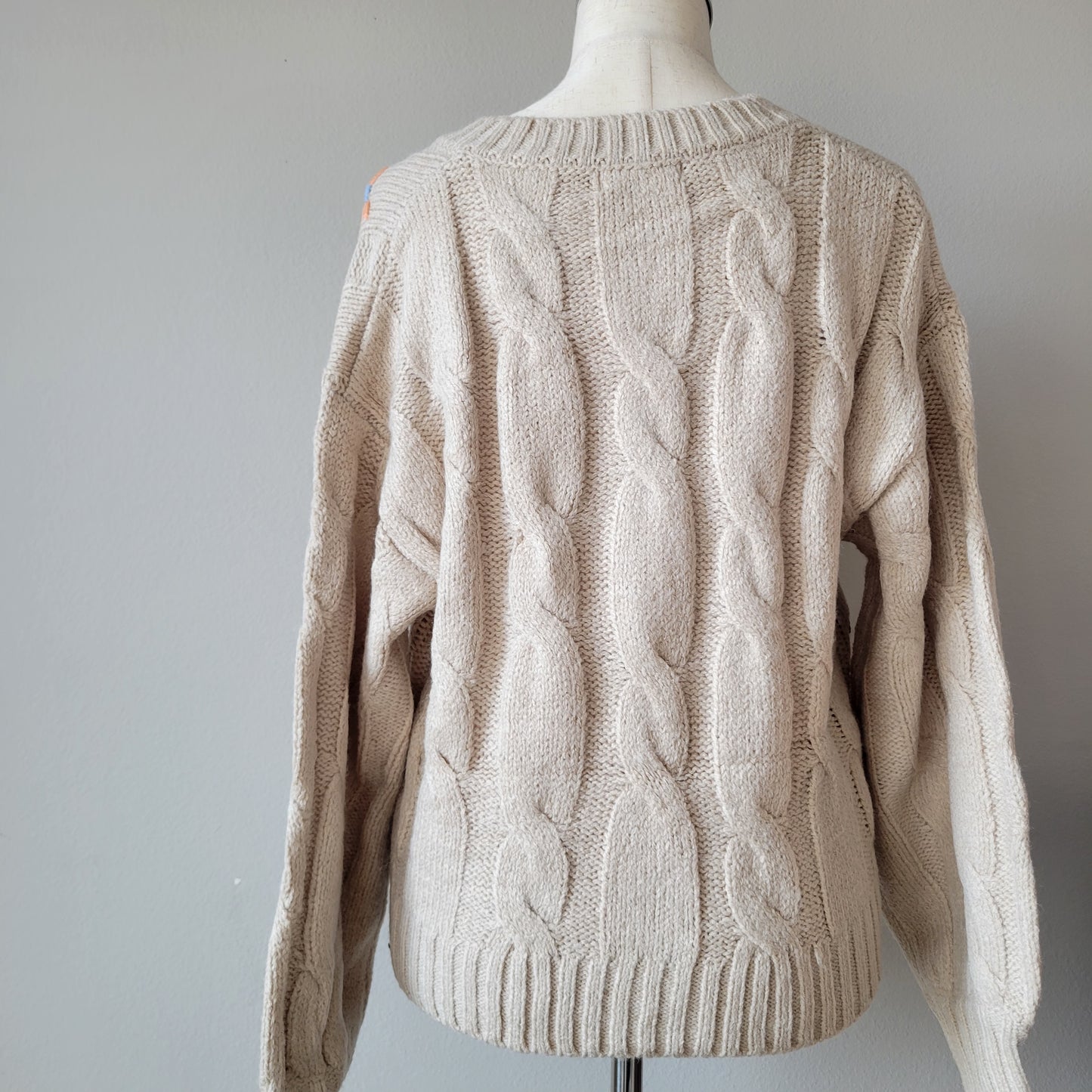 Embroidered Cable Knit Cardigan