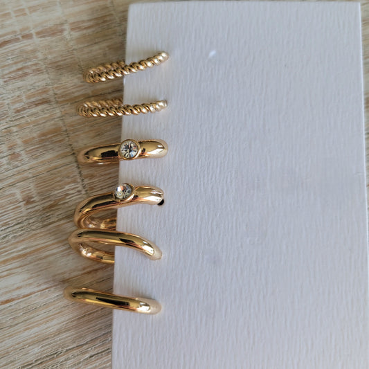 Trio Huggle Hoop Titanium Post Earrings Set