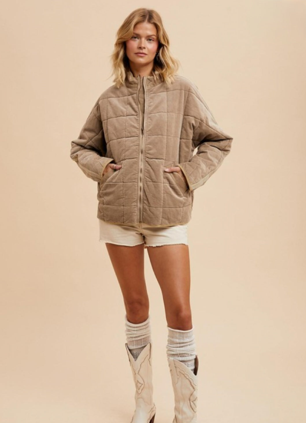 QUILTED CORDUROY PUFFER JACKET