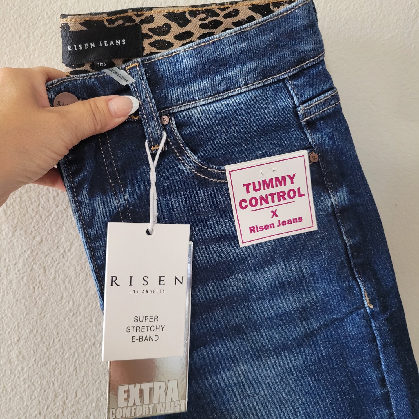 Tummy Control Elastic Band Waist High Rise Straight Leg Jeans 0-3XL