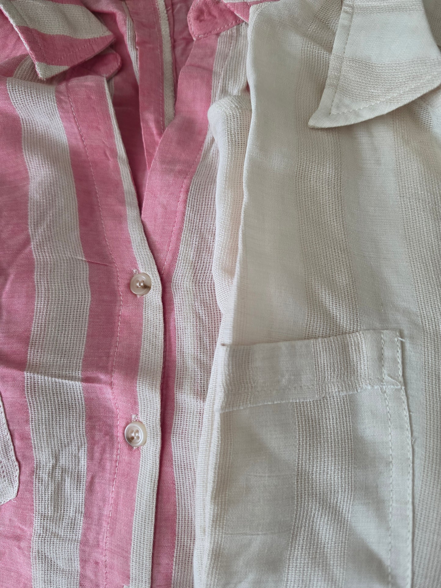 Allison Striped Collared V Neck Relaxed Button Down Shirt 2 Colors