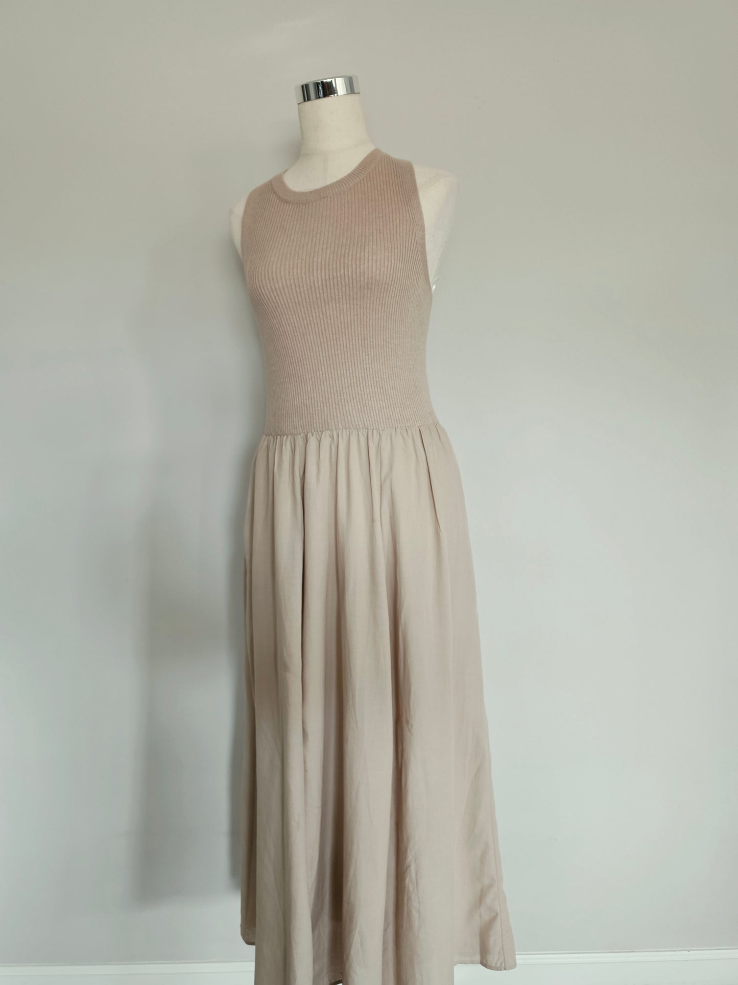 Adriana Mixed Panel Knit Tank Dress Beach Sand