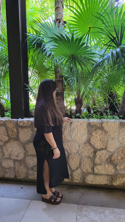 Open-knit Relaxed Fit Beach Cover Up Dress