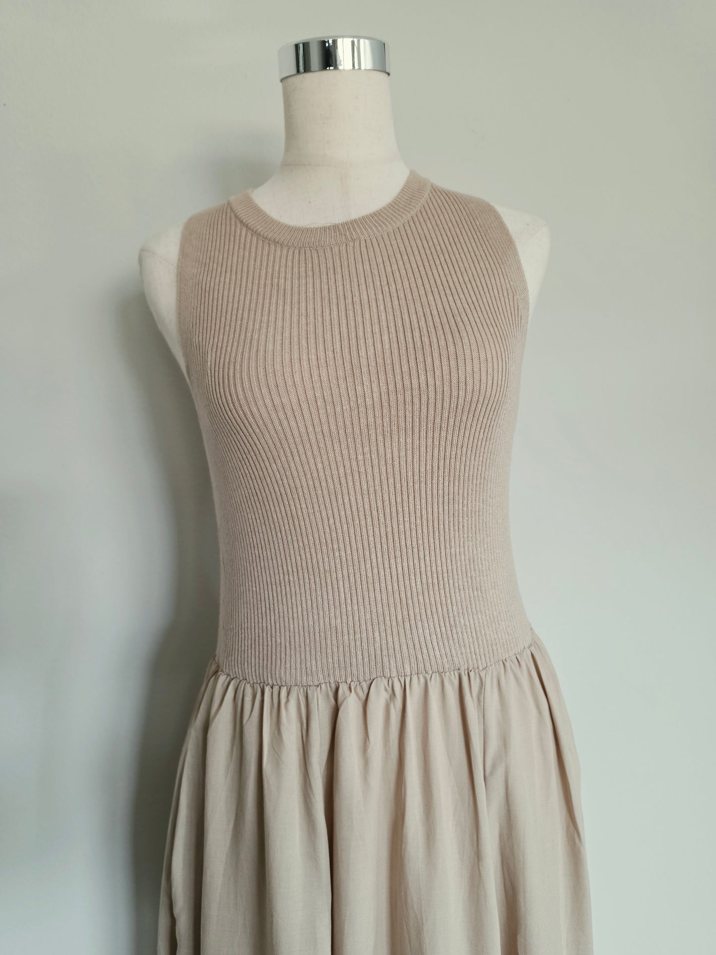 Adriana Mixed Panel Knit Tank Dress Beach Sand