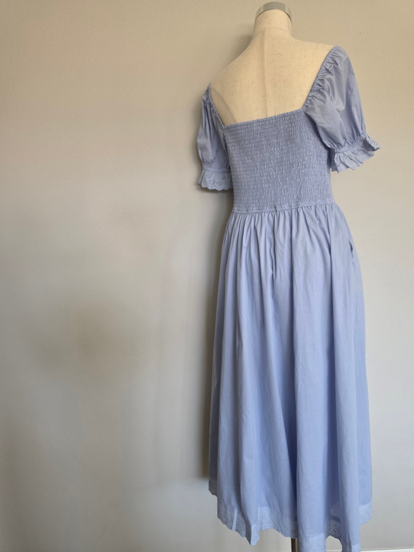 Lace Detail Cotton Blue Aura Maxi Dress