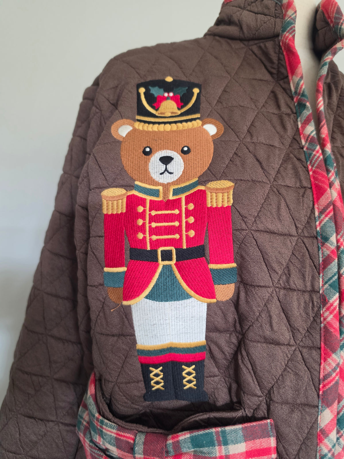 Nutcracker Bear Dark Brown Quilted Jacket S-XL