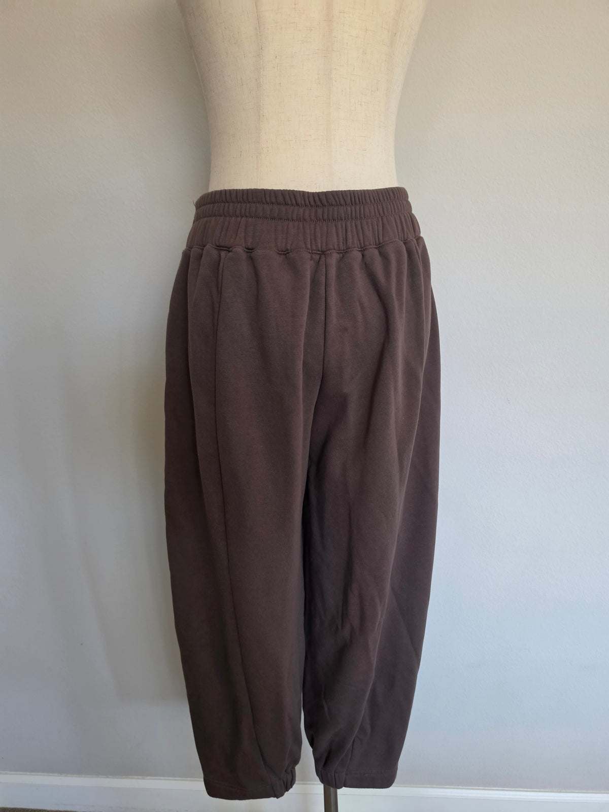 Relaxed Wide Leg Jogger Sweatpants Cotton Dark Brown