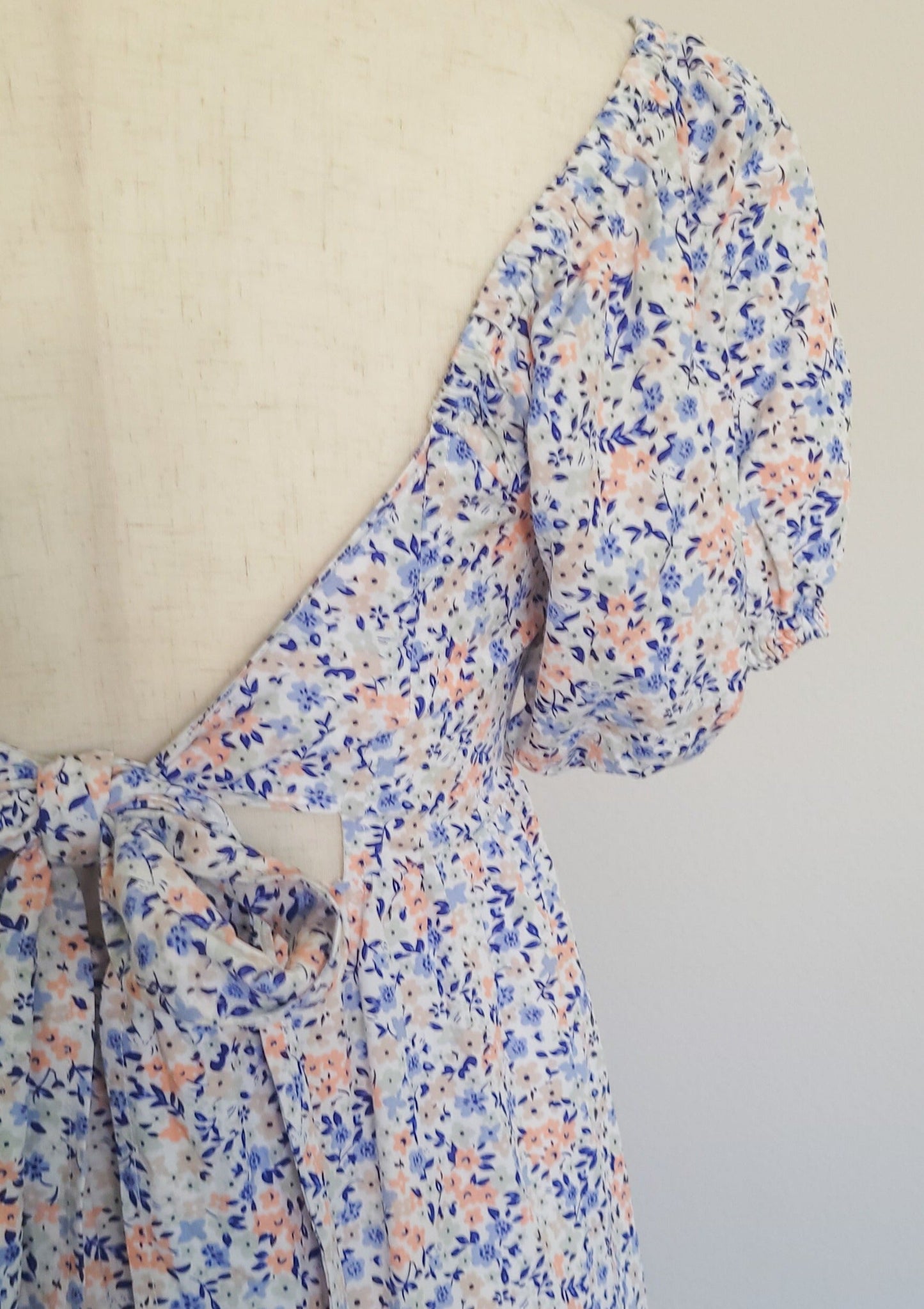 Square Neck Tie Back Floral Dress