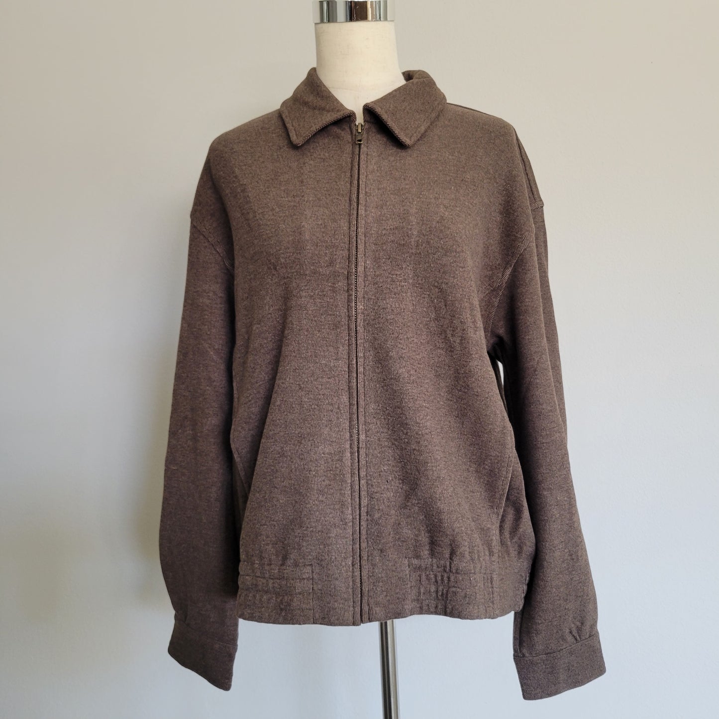 Heavy Weight Brushed Jersey Zip Jacket Brown