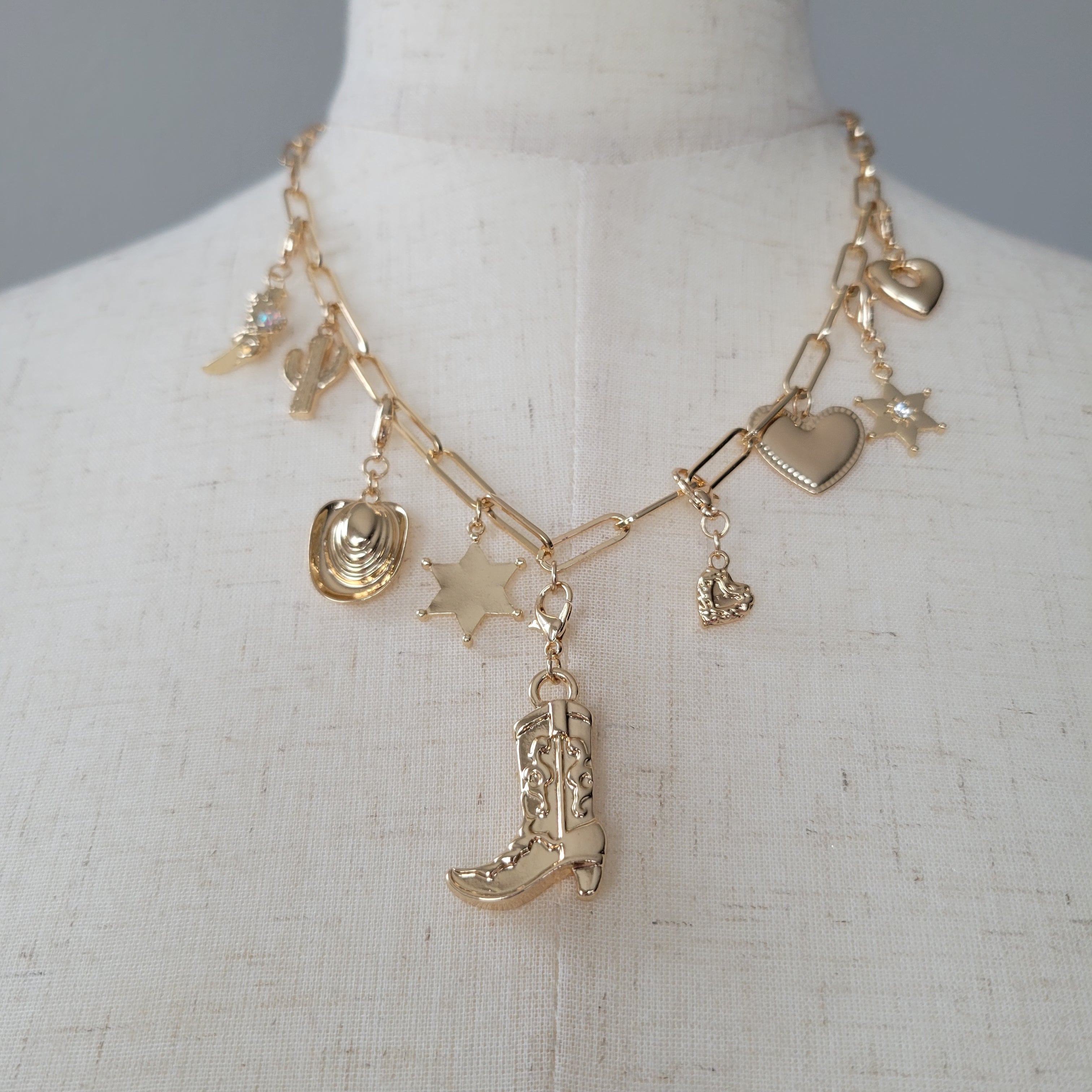 INTERCHANABLE WESTERN BOOT HAT CHARM NECKLACE