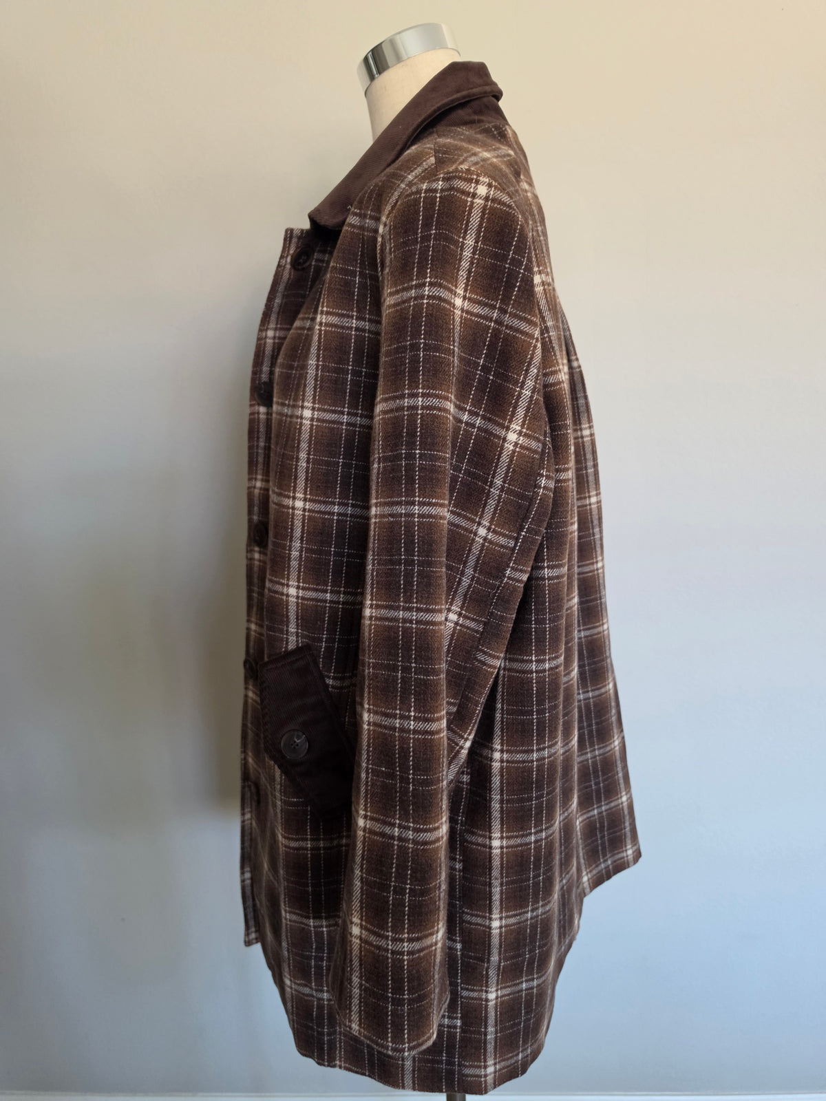 Plaid Midlength Barn Brown Jacket