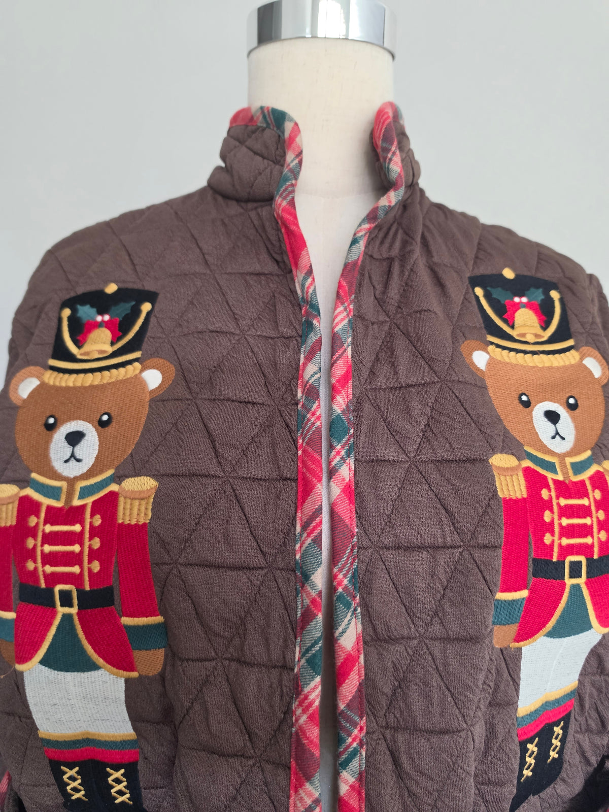 Nutcracker Bear Dark Brown Quilted Jacket S-XL