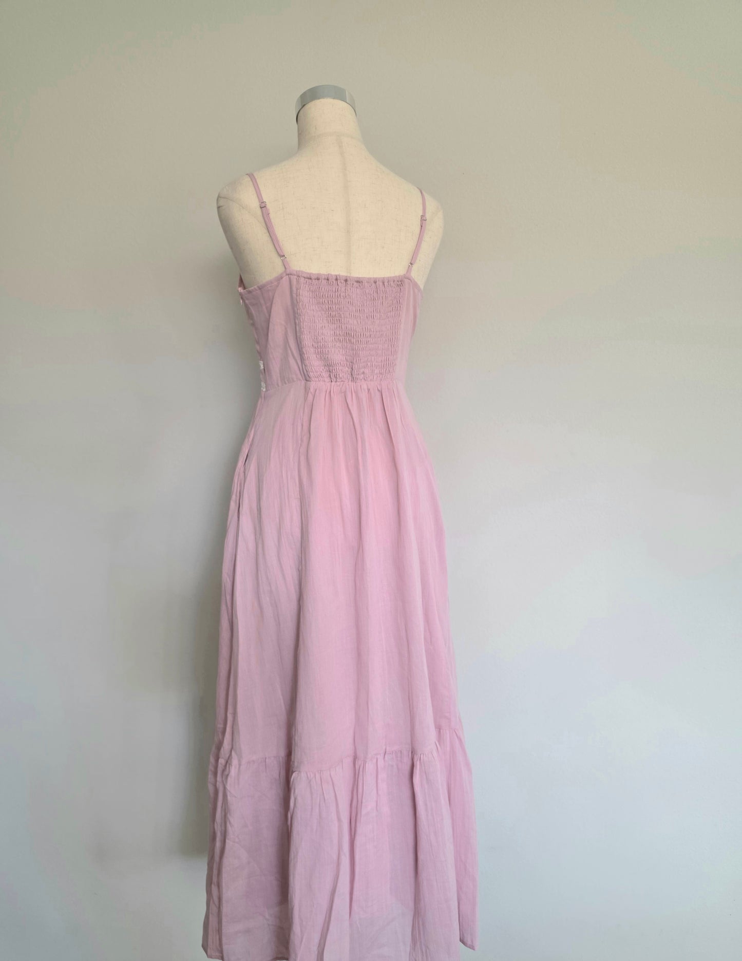 Ashley Lace Detail Cotton Pink Maxi Dress