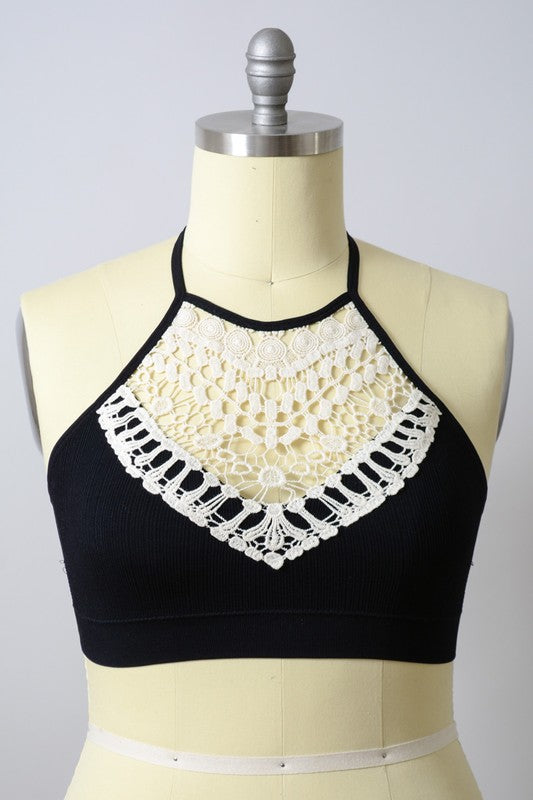 Crochet Lace High Neck Bralette