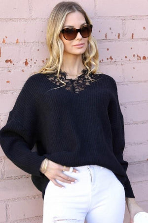 Elegant Lace V Neck Sweater