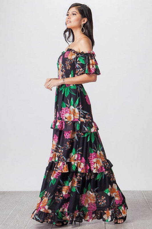 Smocked Floral Maxi Dress