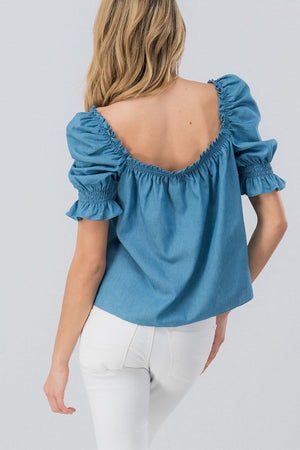 Square Neck Chambray Top