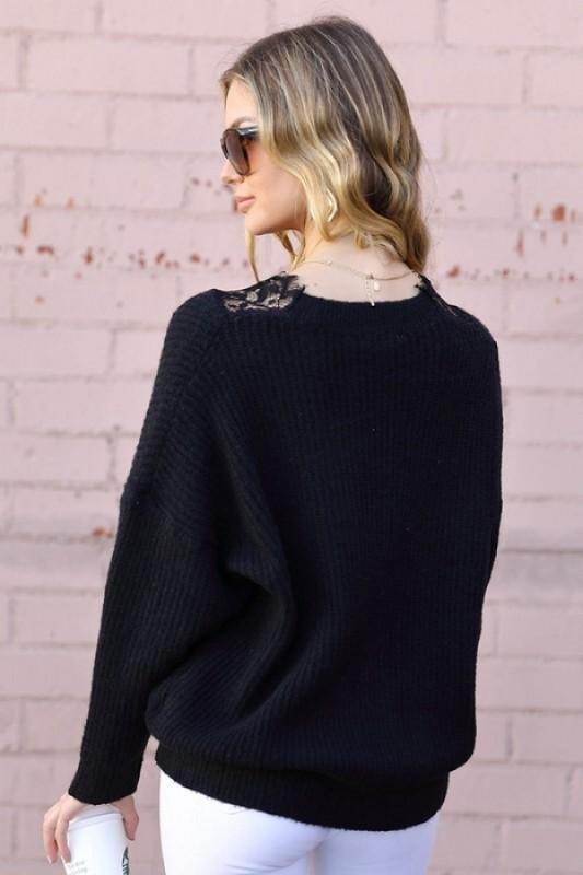 Elegant Lace V Neck Sweater