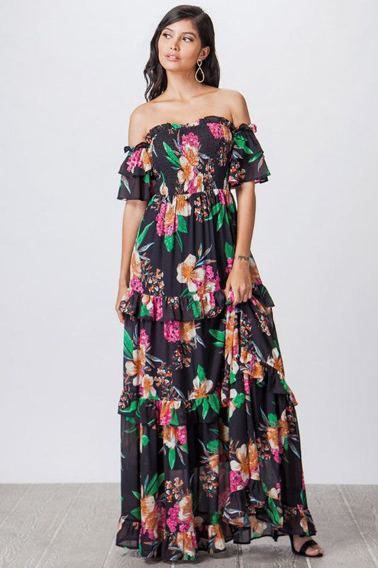 Smocked Floral Maxi Dress