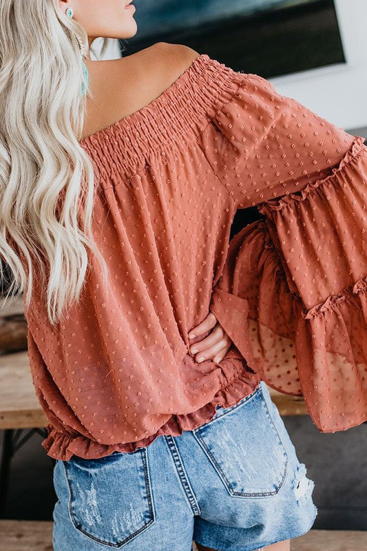 Romance Ruffle Crop Top in Rust