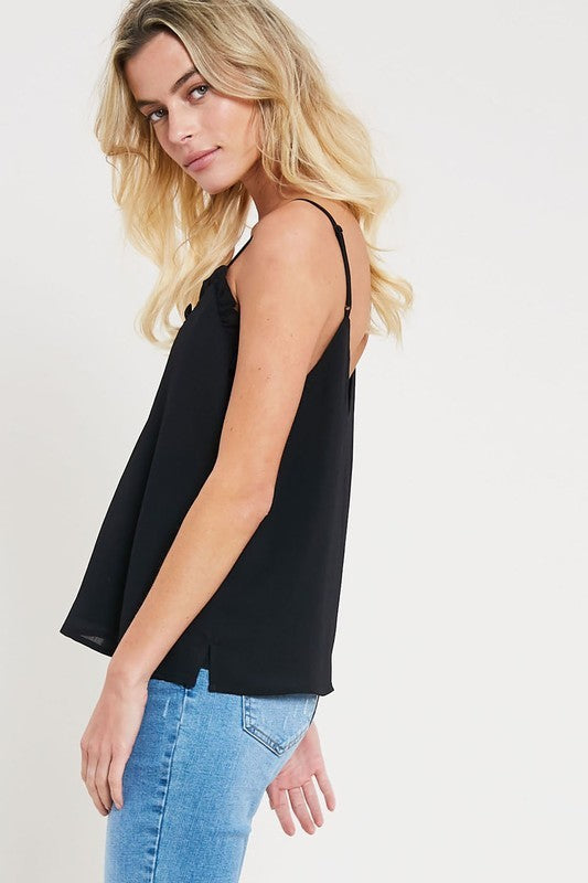 V-Neck Ruffle Camisole Tank Top (S-2XL)