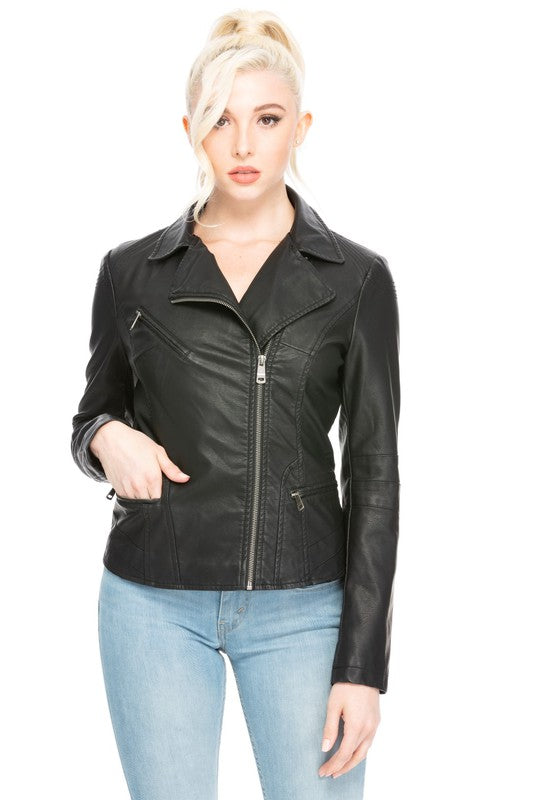 Moto Vegan Leather Biker Jacket