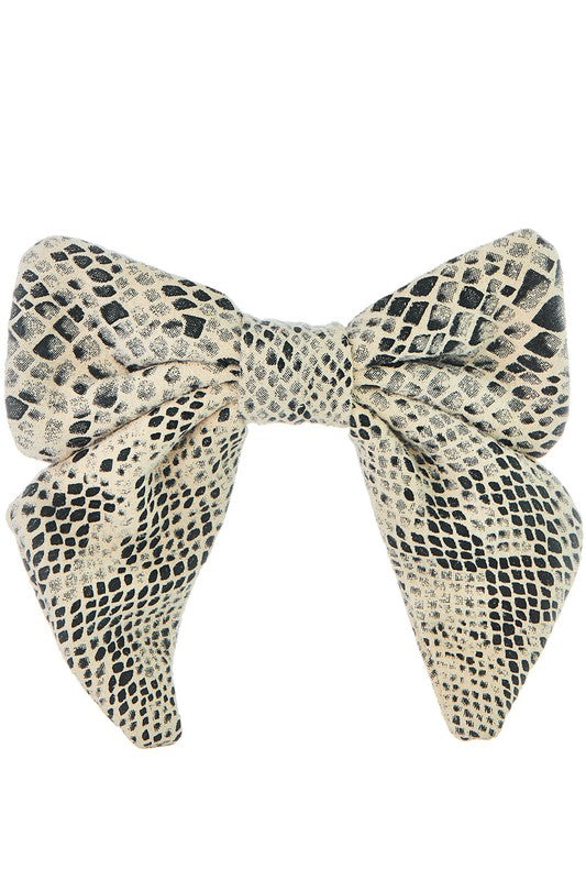 Snake print bow hair clip