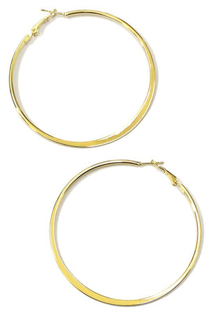 Flat Hoop Gold Earrings