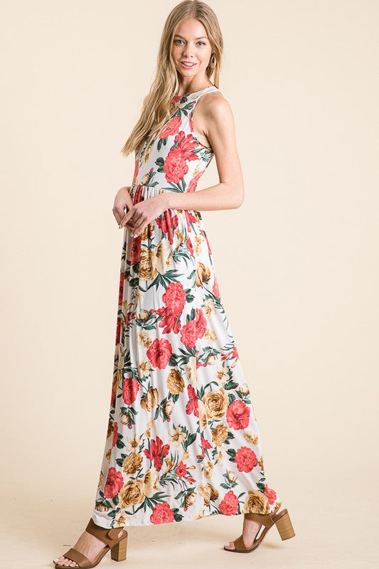 Halter Neck  Floral  Maxi Dress