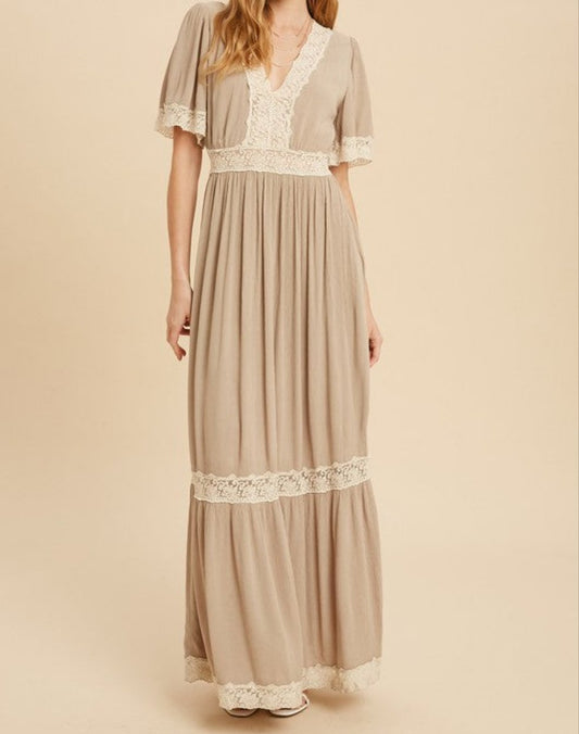 LACE INSET MAXI DRESS