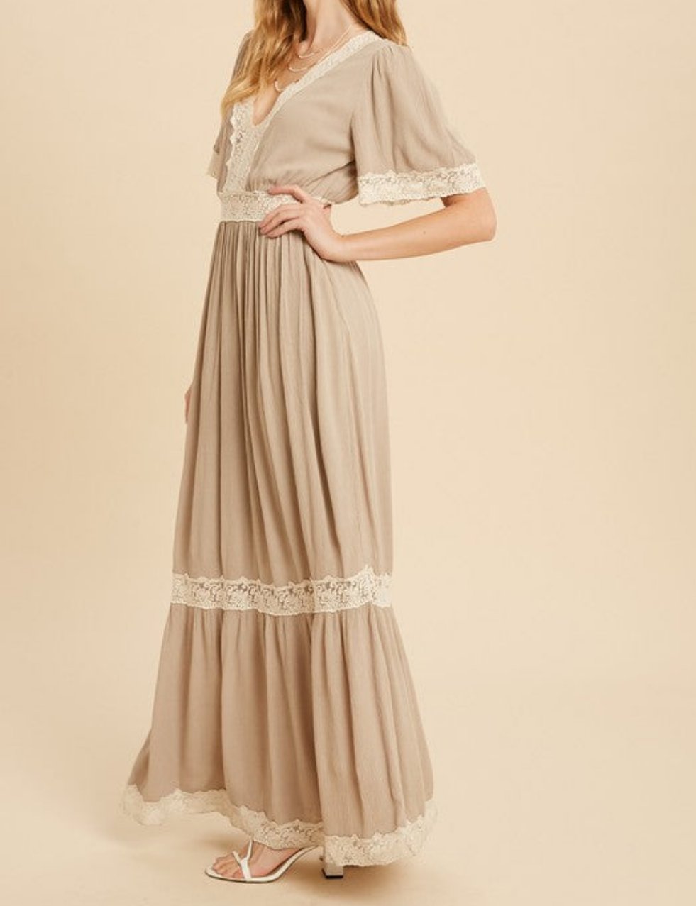 LACE INSET MAXI DRESS